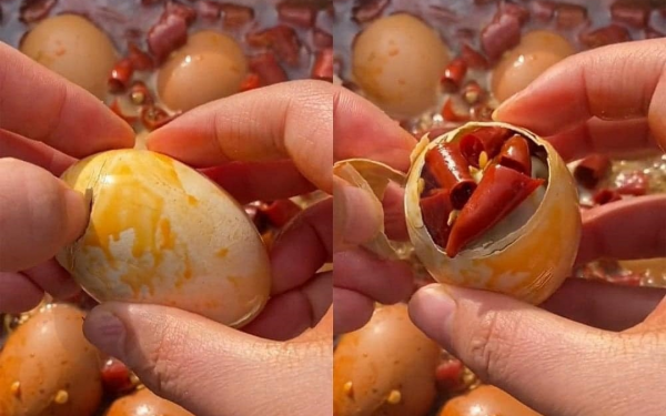 Why can people put a piece of chili in an egg?