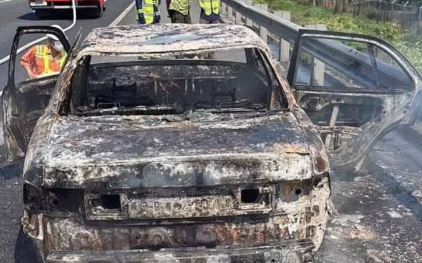 Newly purchased car caught fire on the highway