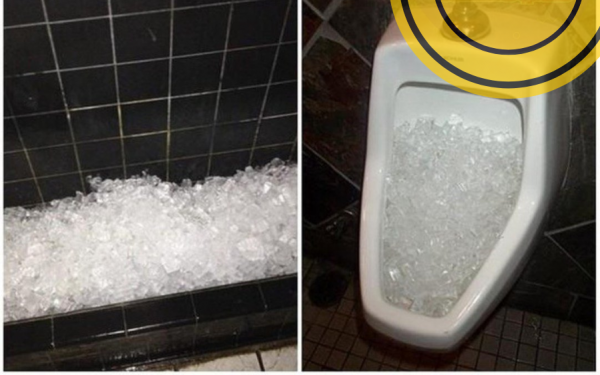 Why do hotel restaurants often pour ice cubes into the toilet?