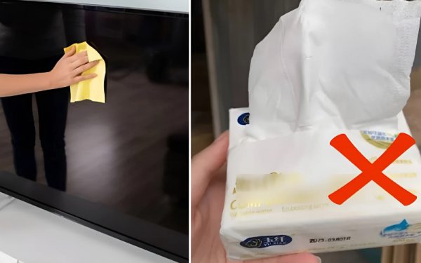 Don't wipe your TV with tissue paper or plain water