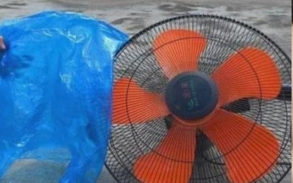 Take a plastic bag, clean the fan without removing the frame